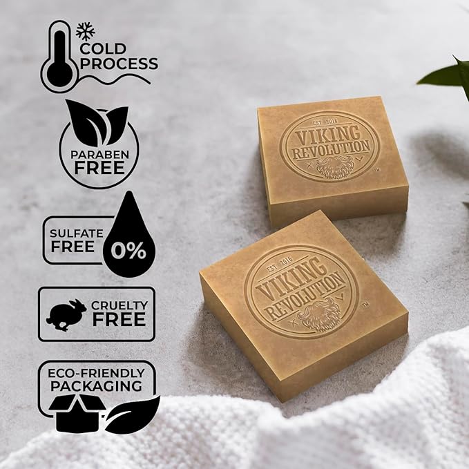 Viking Revolution Vetiver Natural Soap for Men - Mens Soap Bar with Essential Oils Cold Pressed Bar Soap for Men - Nourishing Mens Bar Soap with Coconut Oil, Shea Oil, Almond Oil (2 Pack)
