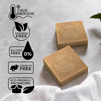 Viking Revolution Vetiver Natural Soap for Men - Mens Soap Bar with Essential Oils Cold Pressed Bar Soap for Men - Nourishing Mens Bar Soap with Coconut Oil, Shea Oil, Almond Oil (2 Pack)