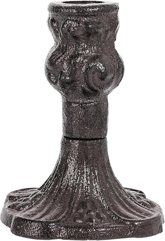 Sungmor Vintage Black Cast Iron Candle Holder – 4.4" Tall Decorative Rustic Taper Candle Stand – Heavy Antique-Style Candlestick for Table Centerpiece, Fireplace Mantel, or Farmhouse Home Décor