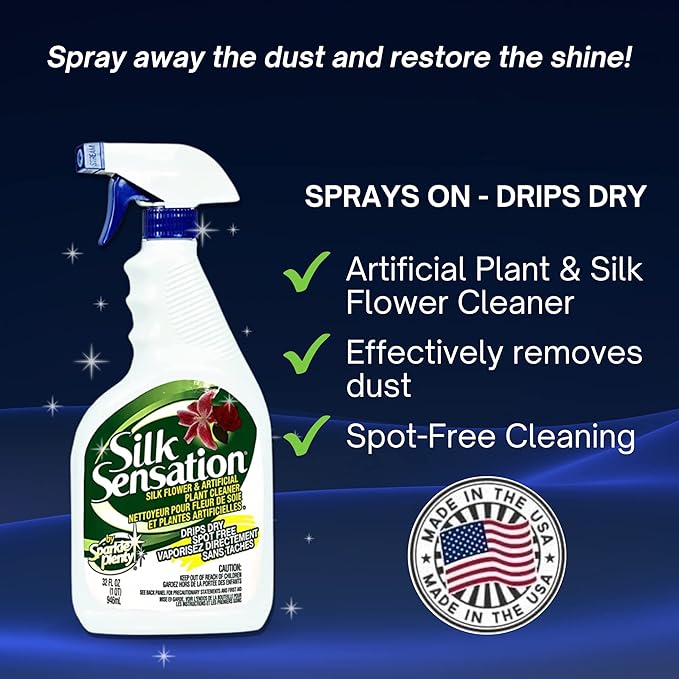 Sparkle Plenty Silk Sensation Cleaning Solutions Bundle - Sparkle Plenty Chandelier Cleaner Drip Dry Spray No Wipe & Silk Plant Cleaner Spray No Wipe - Artificial Plants & Flowers Spray Away Cleaner