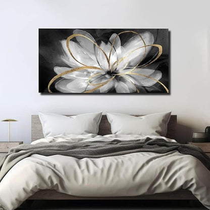 SOUGUAN Wall Art for Bedroom Black and White Flower Picture Artwork Botanical Decorations for Living Room Kitchen Dining Room Office 20x40 Inch