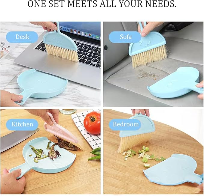 Desktop Broom and Dustpan Set with Soft Bristles, Mini Cleaning Brush for Table