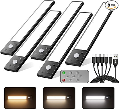 5 Pack Motion Sensor Under Cabinet Lighting Wireless,8 inch Magnetic Dimmable Under Counter Lights for Kitchen,Motion Activated Under Cabinet Lights,3 Color Dimmable Under Cabinet Lighting with Remote