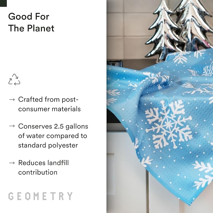 GEOMETRY Christmas Kitchen Towels - Quick Dry Microfiber Cloth Dish Towels for Kitchen Drying - Premium Quick Dry Towel, 2-Pack Set (Reindeer Rendevous + Frosty (Frosty Fun)