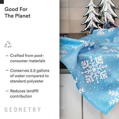 GEOMETRY Christmas Kitchen Towels - Quick Dry Microfiber Cloth Dish Towels for Kitchen Drying - Premium Quick Dry Towel, 2-Pack Set (Reindeer Rendevous + Frosty (Frosty Fun)