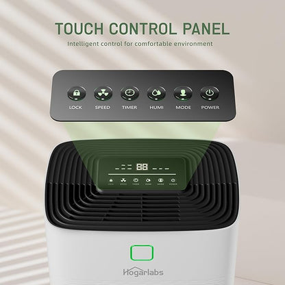 6,000 Sq.Ft 100 Pints Dehumidifier for Home, HOGARLABS Dehumidifier for Basement Large Room with Drain Hose, 1.32 Gal Water Tank, Auto Defrost, 24H Timer, Intelligent Humidity Control