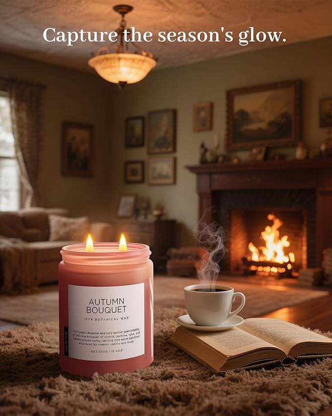 M&SENSE Scented Candles Orchid Jasmine Flower Aroma Large 19.4oz Natural Soy Wax 110 Hours Burn Time Clean Non Toxic Candle Classic 2 Wicks for Birthday Holiday Gifts
