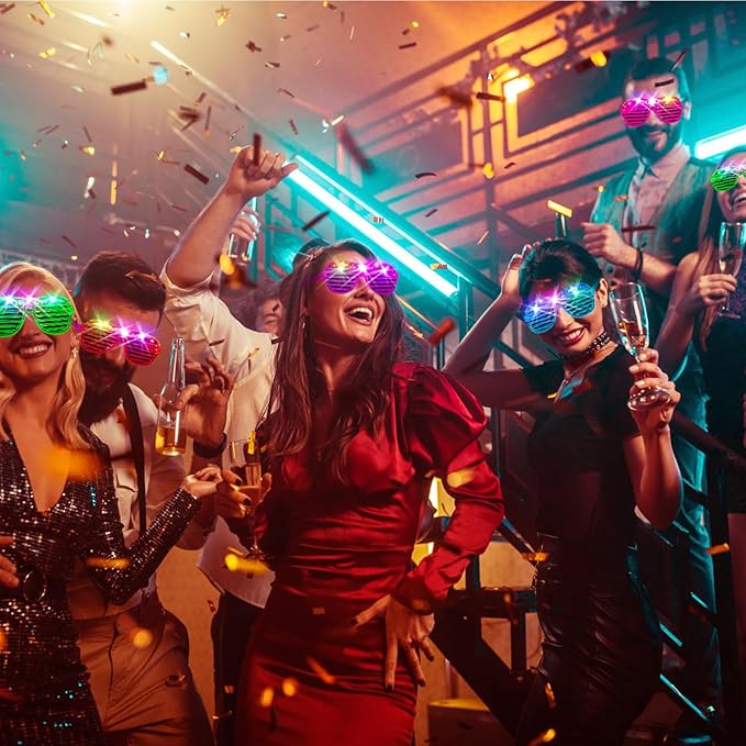 HONLYNE105 PCS LED Glasses, Glow in the Dark Party Supplies Light Up Glasses for Kids Adults, Neon Flashing Glasses Glow Party Glow Glasses Bulk Party Pack for Halloween Birthday Wedding Rave Carnival
