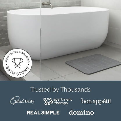 Dorai Home Bath Stone – Luxury Quick-Drying Stone Bath Mat, Non-Slip Surface, Rubberized Bottom Pad, Rain Slate