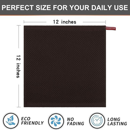 Kitinjoy 100% Cotton Kitchen Dish Cloths, 8 Pack Waffle Weave Ultra Soft Absorbent Dish Towels for Drying Dishes Quick Drying Kitchen Towels Dish Rags, 12 X 12 Inches, Dark Brown