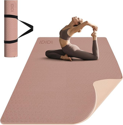 8mm Large Yoga Mat (6'x 4') - Extra Long and Wide 72 x 48 x 0.32 inches, Non-Slip POE Fitness Mat, Eco-Friendly, Thick Wide Exercise Mat for Home Workouts,Ideal for Yoga and Pilates.