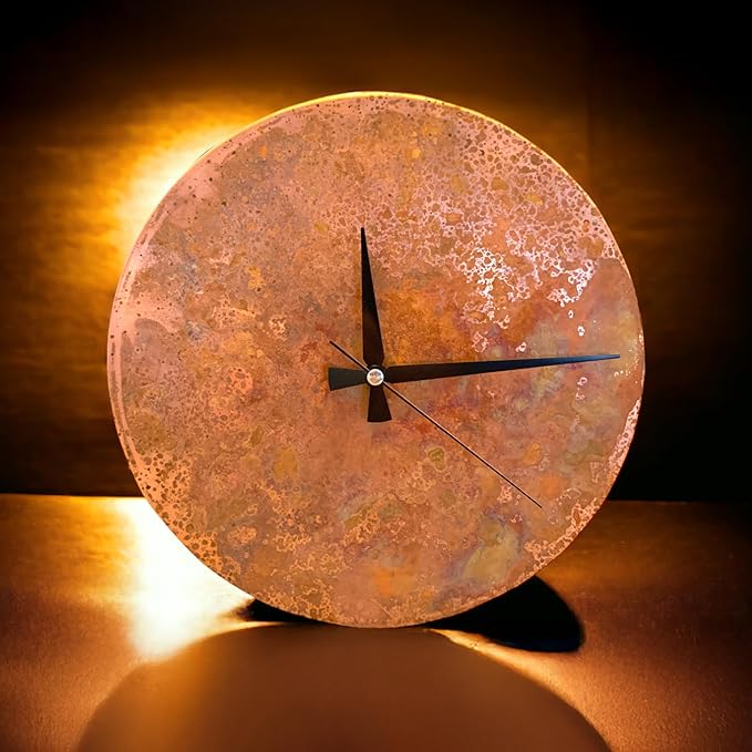 Handmade Copper Wall Clock Artisan Touch in Every Piece - Tree of Time Wall Decor Copper Clock for Living Room, Office, Kitchen & Bedroom (Rusty Clock, 17.7)