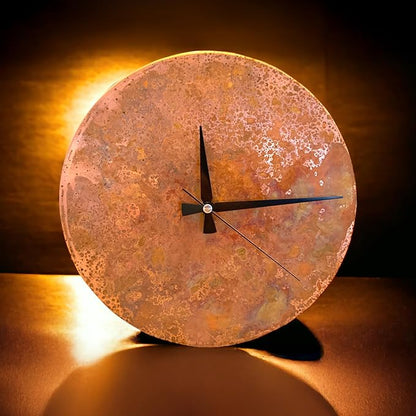 Handmade Copper Wall Clock Artisan Touch in Every Piece - Tree of Time Wall Decor Copper Clock for Living Room, Office, Kitchen & Bedroom (Rusty Clock, 17.7)