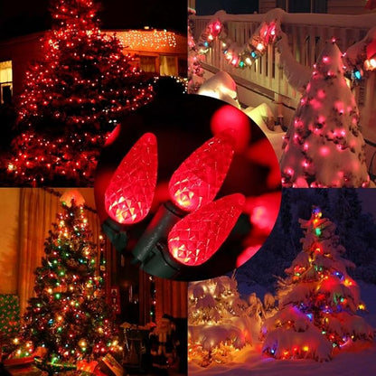 Brizled Upgraded Faceted C5 LED Red Christmas Lights, 100 LED 33ft Christmas tree Lights, 120V UL Certified Christmas Lights Set Connectable for Xmas Patio Party Roof Holiday Indoor Outdoor Decoration