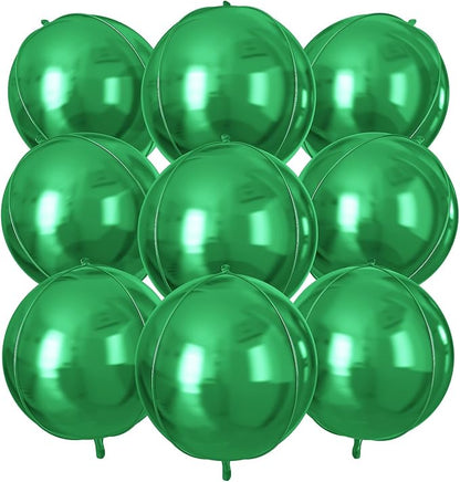 Green Round Foil Balloons 9 pcs,Green Gold Giant 4D Round Balloons 22 Inch for Wedding Graduation Anniversary Baby Shower Birthday Party Decorations