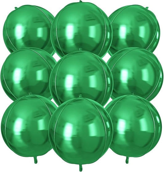 Green Round Foil Balloons 9 pcs,Green Gold Giant 4D Round Balloons 22 Inch for Wedding Graduation Anniversary Baby Shower Birthday Party Decorations