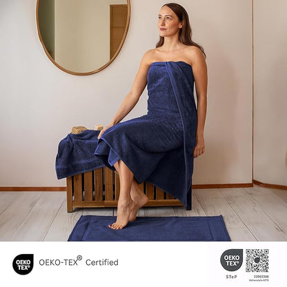 SALBAKOS 100% Turkish Cotton Jumbo Bath Sheet Towel Oversized 40x80 inch | Premium Hotel & Spa Quality, Soft, Absorbent, XL Bath Towels | Made in Turkey (Pack of 1, Navy, Jumbo Bath Sheet)