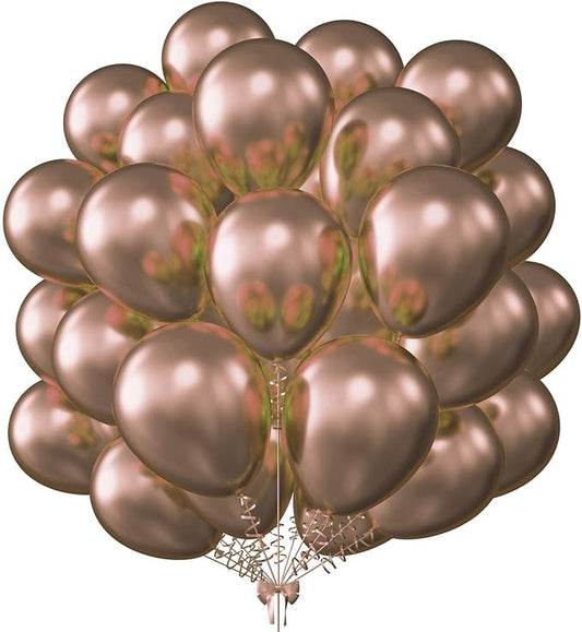 KALOR 12 Inch Metallic Rose Gold Balloons, 50 Pcs Latex Helium Metallic Balloons for Kid's Birthday Party, Baby Shower, Wedding, Graduate Party Decorations