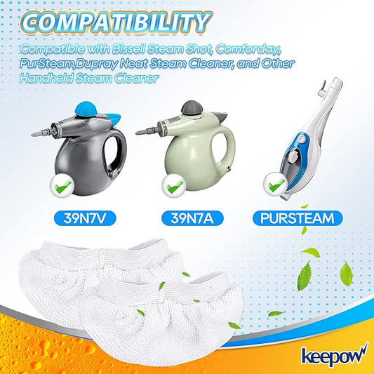 KEEPOW Universal Microfiber Cloths for Handheld Steam Cleaner Attachments Compatible with Bissell Steam Shot, Comforday, PurSteam, Washable Rags, 12 Pack