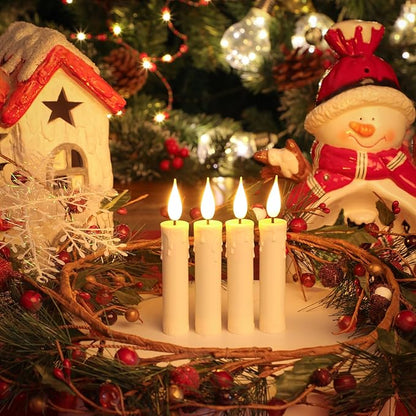 Romingo Flameless Candles Christmas Decor, 10PCS Led Flickering Lights Battery Operated with Remote Timer/Clips, Window Candles for Home Indoor Outdoor Wedding Halloween Christmas Trees Decor