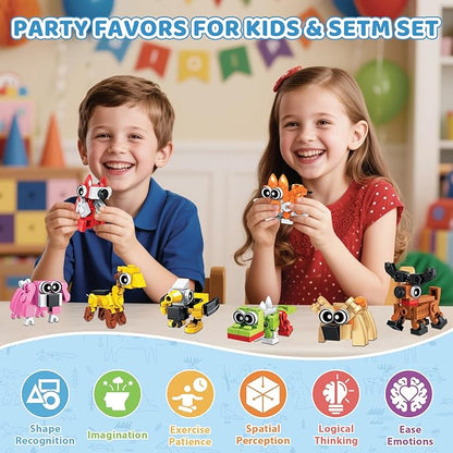 30 Pack Valentines Party Favors Building Set for Kids, 750 Pcs Mini Animal 3-in-1 Building Block Kit Sets, Classroom Goodie Bags Stuffers for Kid, Best Birthday Gifts for Boys Girls Ages 6+