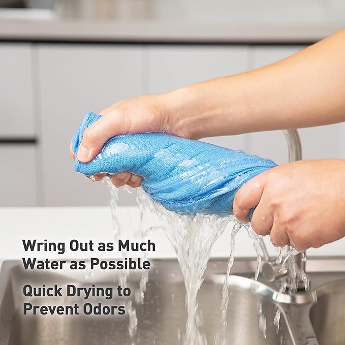 Blue Microfiber Cleaning Cloth 13"x13", Ultra Soft Absorbent Microfiber Cleaning Rags for Housekeeping Cleaning Supplies, Lint Free Reusable Cleaning Cloths for House Washable, Pack of 12