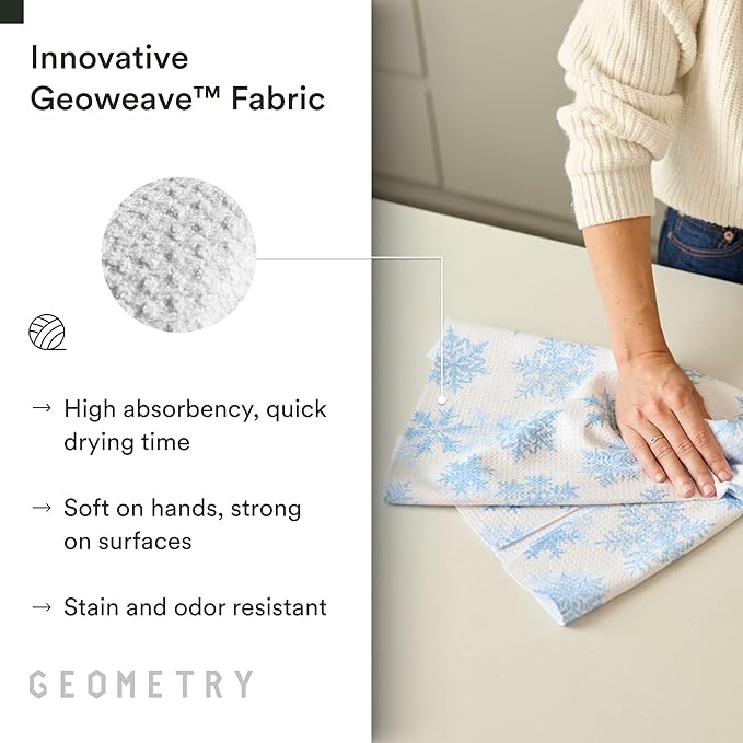 GEOMETRY Christmas Kitchen Towels - Quick Dry Microfiber Cloth Dish Towels for Kitchen Drying - Premium Quick Dry Towel, 2-Pack Set (Reindeer Rendevous + Frosty (Frosty Fun)