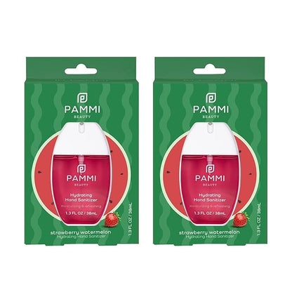 PAMMI Power Mist Hydrating Hand Sanitizer Spray, Portable Travel Size Pocket Hand Sanitizer, Scented Handsanitizer Mini Spray For Car - 600 Sprays (2 Packs (Strawberry Watermelon))