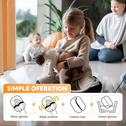 Pet Hair Removal Glove, Electrostatic Pet Hair Remover Gloves for Cats & Dogs, Pet Hair Remover Tool Grooming Gloves