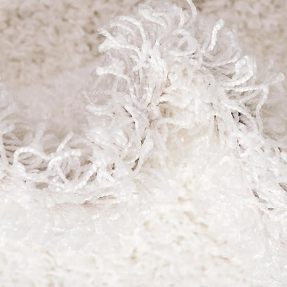 Unique Loom Solid Shag Collection Area Rug (4' 1" Round, Snow White)