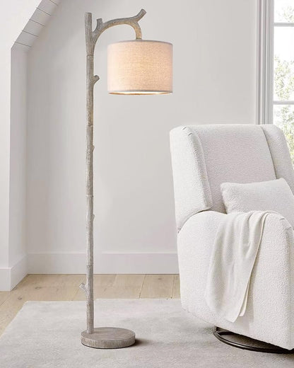 OYEARS Rustic Farmhouse Tree Trunk Floor Lamp Classic Country Wood Grain Resin Vintage 61.25" Standing Floor Lamp Retro Decorative Lamp for Bedroom Living Room Office