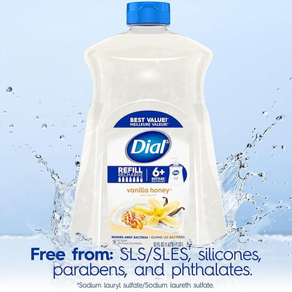 Dial Liquid Hand Soap, Vanilla Honey Scent, 52 Fl Oz Hand Soap Refill (Pack of 3), Dermatologist-Tested, Gentle Formula