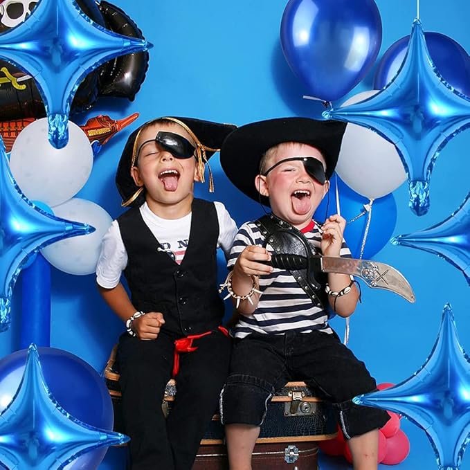 18inch Star Shape Foil Mylar Balloon,30 pcs Blue Four Angle Star Balloons for Birthday Party,Wedding,Valentine's Day, engagement party，Christmas,Baby Shower Backdrops Decorations ﻿