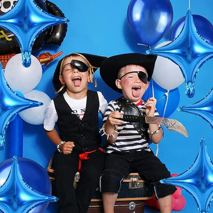 18inch Star Shape Foil Mylar Balloon,30 pcs Blue Four Angle Star Balloons for Birthday Party,Wedding,Valentine's Day, engagement party，Christmas,Baby Shower Backdrops Decorations ﻿