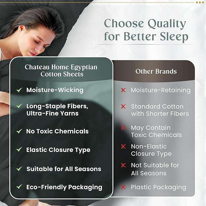 100% Cotton Sheets California King Size Sheets Set with Fitted Sheet & Pillowcase Sets, 800 TC Sateen Weave 4 PC Deep Pocket Cal King Sheet Set, Soft & Comfy Naturally Cool Luxury Bedding - Charcoal