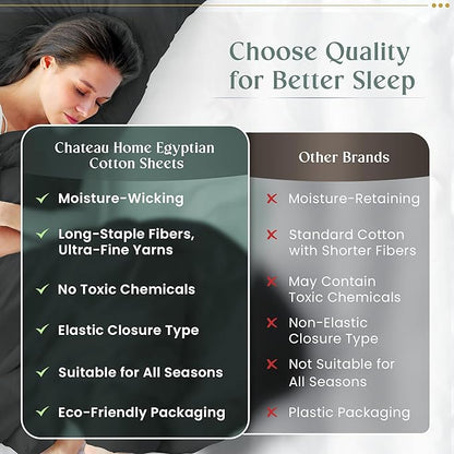 100% Cotton Sheets California King Size Sheets Set with Fitted Sheet & Pillowcase Sets, 800 TC Sateen Weave 4 PC Deep Pocket Cal King Sheet Set, Soft & Comfy Naturally Cool Luxury Bedding - Charcoal