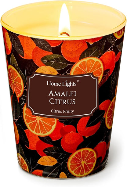 HomeLights 1-Wick Candles for Home Scented - 6.7oz Soy Wax Blend Candle Long-Lasting Fragrance, Eclectic Mixed Styles Home Decor and Housewarming Gifts, Amalfi Citrus