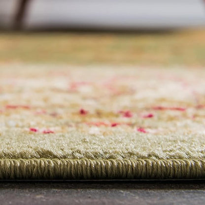 Rugs.com Aditi Collection Rug – 7' 10 x 11' Green Low Rug Perfect for Living Rooms, Large Dining Rooms, Open Floorplans