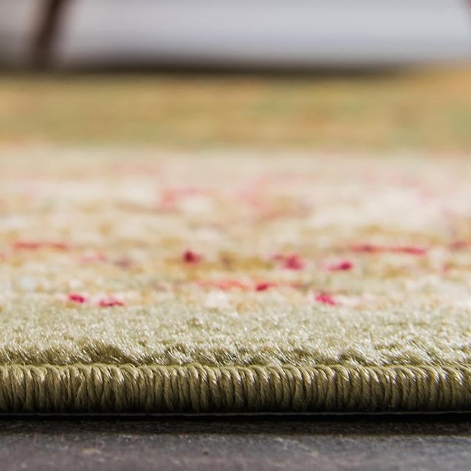 Rugs.com Aditi Collection Rug – 7' 10 x 10' Green Low Rug Perfect for Living Rooms, Large Dining Rooms, Open Floorplans