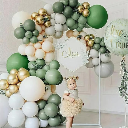 PartyWoo Dusty Green Balloons 50 pcs 12 Inch Matte Sage Olive Boho Green Eucalyptus Helium Balloons for Wedding Baby Shower Gender Reveal Birthday Graduation Jungle Safari Party Decorations Green-F35