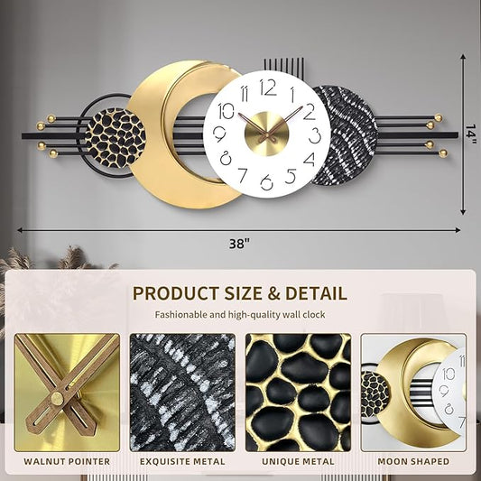 38x14 Inch Modern Large Wall Clock Battery Operated, Silent Non-Ticking Decorative Analog Clocks for Living Room, Bedroom, Office, Kitchen, Entryway
