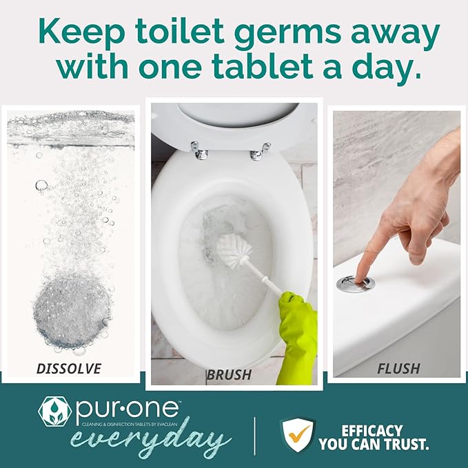 EveryDay 3.3g All Purpose Disinfecting & Cleaning Tablets, Advanced Formula, Effective on Stains, Mildew & Bacteria, Ideal for Toilet Bowl Cleaning Inside & Outside, Bleach-Free, Neutral pH