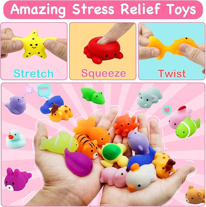 28 Pack Mochi Squishes Valentines Day Gifts for Kids Classroom, Valentines Day Cards for Kids School, Valentines for Class Valentines Exchange Cards Party Favors Classroom Exchange Gift Set