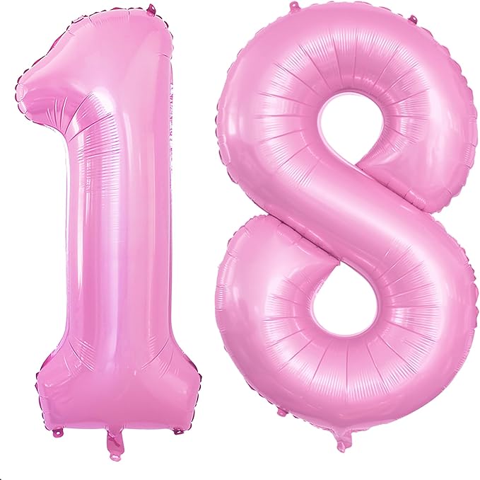 GOER Number 18 Balloons for 18th Birthday Sweet 18 Party Decorations,42 Inch Jumbo Foil Helium 81 Balloons for 81st Birthday Party Decoration (Light Pink)