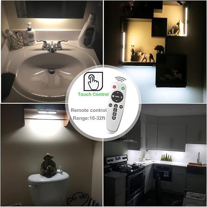 LDOPTO Under Cabinet Lighting, 6 Pack Rechargeable Motion Sensor Light Indoor, 10 Levels Dimmable Magnetic Closet Lights, Wireless Under Counter Lights 3 Colors for Kitchen, Stairs