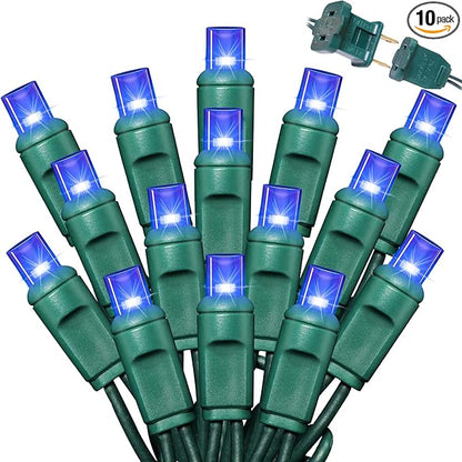 50LED String Lights,LED Christmas Lights,6" SPACING,Green Wire,Blue Colour,Commercial Grade