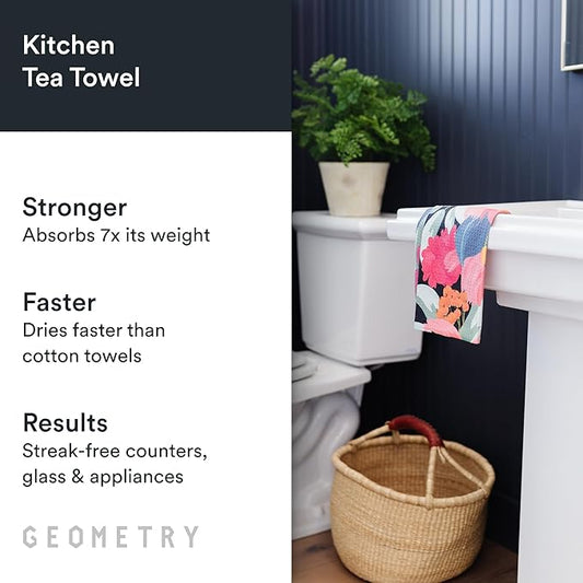 GEOMETRY Kitchen Tea Towels - Quick Dry Microfiber Dish Towels for Kitchen Roses for You, 18" x 30" 2 Pack
