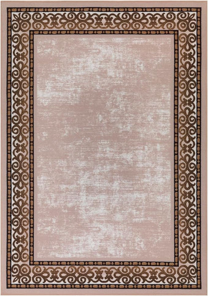 Antep Rugs Alfombras Bordered Modern 3x5 Non-Slip (Non-Skid) Low Pile Rubber Backing Indoor Area Rug (Beige, 3' x 5')