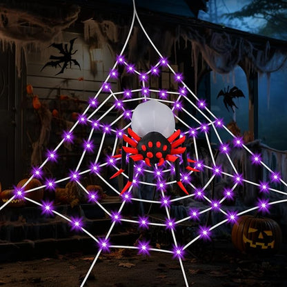 Giant Spider Webs Decoration Outdoor,Halloween Spider Web for Scary Halloween Yard Decorations,Halloween Decorations Outdoor
