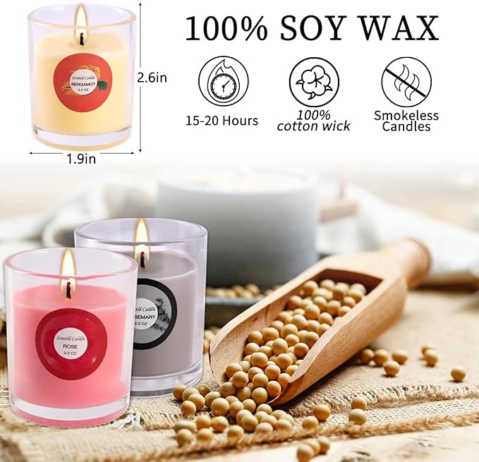 Set of 40 Scented Candle with 10 Fragrances, Soy Wax Aromatherapy Strong Scented Candle in Glass Jar for Women Home Decor